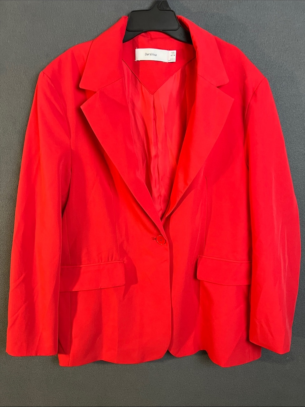 Bershka Women's Red Single-Button Blazer